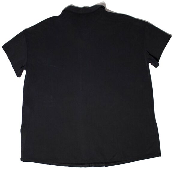 Eileen Fisher Black Cupro Vegan Silk Collar Button Blouse Boxy Top Shirt M - Picture 2 of 8